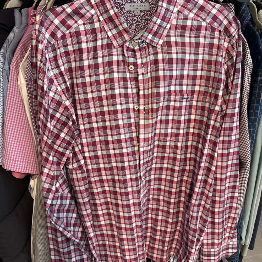 Ted Baker Men's Plaid Shirt - Red and White